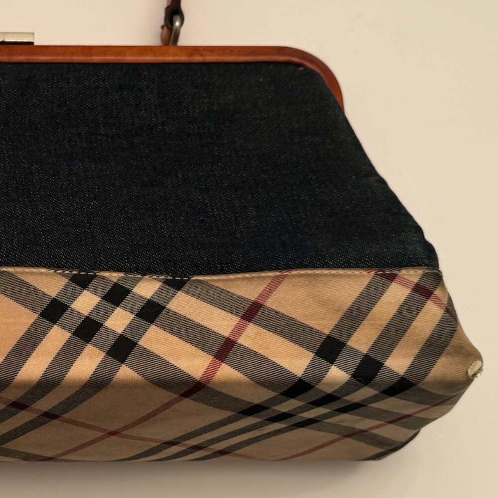 Vintage Burberry frame bag leather, denim and the check cloth. - Picture 8 of 8